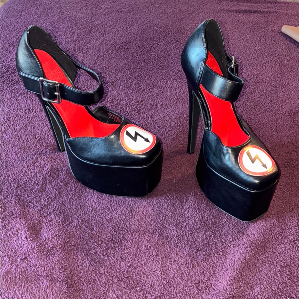 Dolls Kill x Marilyn Manson Black and Red Platform Heels